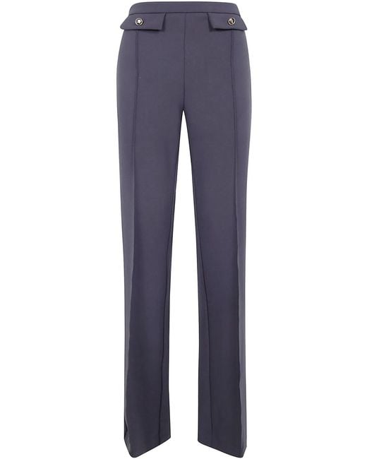 Elisabetta Franchi Blue Trousers With Logo Buttons
