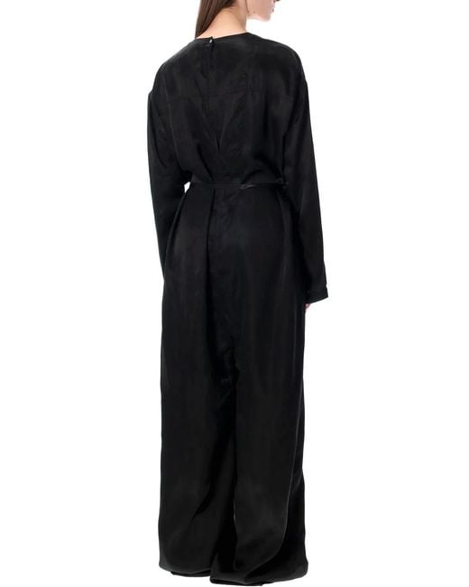 Rick Owens Black Ls Long Satin Jumpsuit