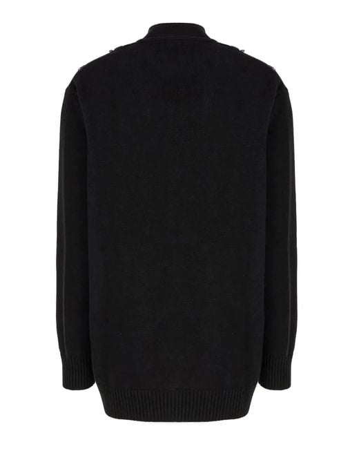 Alberta Ferretti Black Virgin Wool Silk Cashmere Cardigan