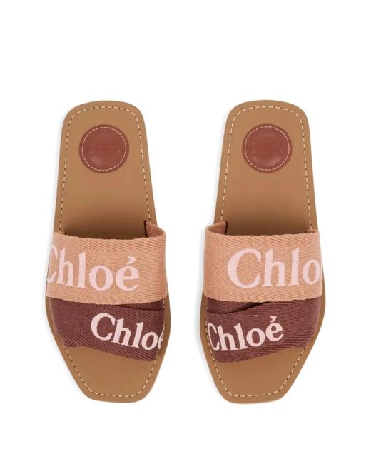 Chloé Brown "Woody" Flat Slippers