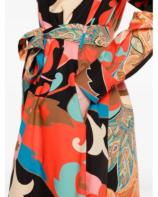 Etro Red Midi Dress With Belt