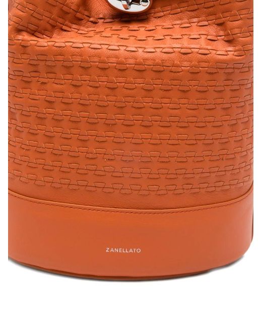 Zanellato Orange Monda' Musiva Small Leather Bucket Bag
