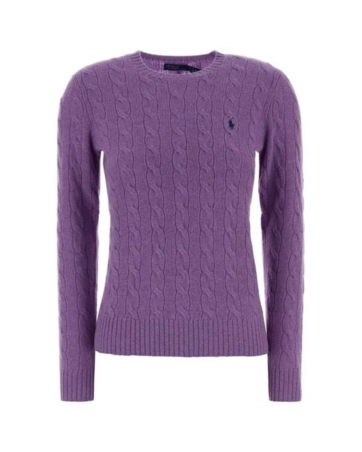 Polo Ralph Lauren Purple Polo Wool-Cashmere Blend Sweater