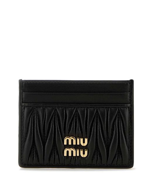 Miu Miu Black Matelassé Nappa Leather Card Holder