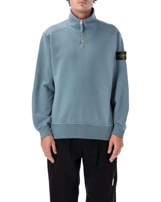 Stone Island Blue Half Zip Fleece for men