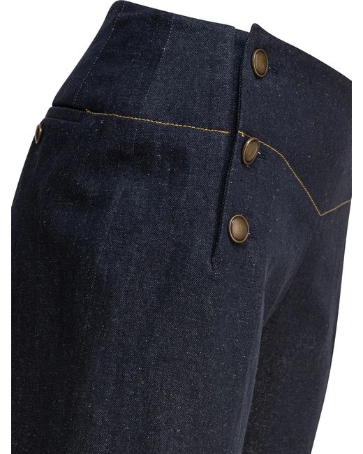 Ines De La Fressange Paris Blue Viscose Trousers