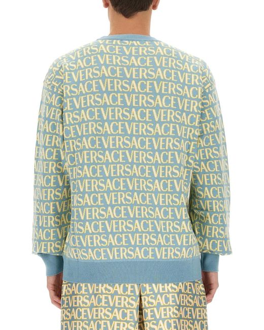 Versace Green Allover Logo Jersey for men