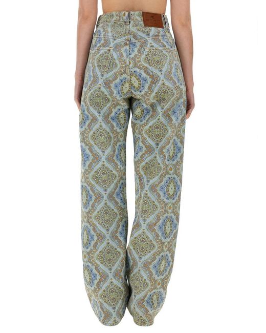 Etro Green Jeans Con Stampa Paisley