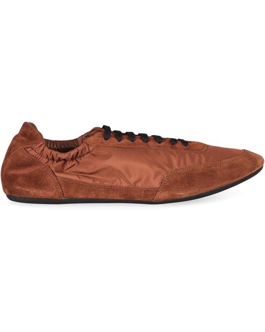 Prada Brown Nylon And Suede Sneakers for men