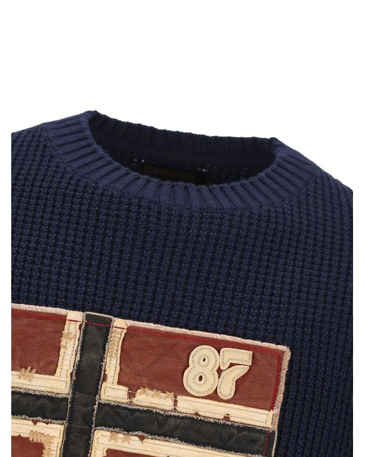 Napapijri Blue Logo Patch Knitted Sweater for men