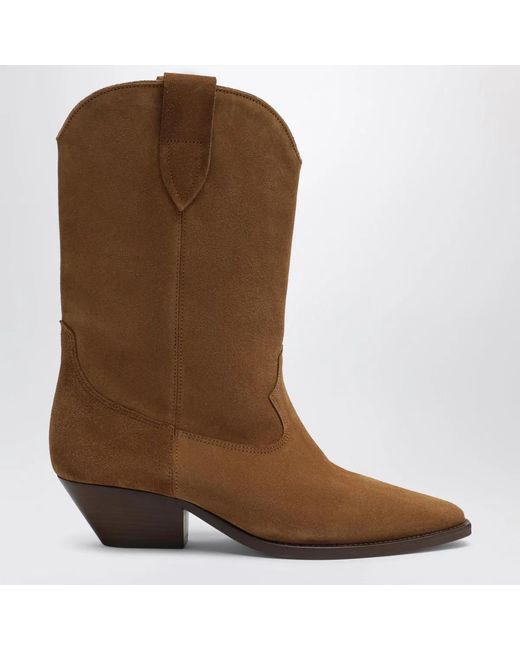 Isabel Marant Brown Suede Cowboy Ankle Boots With Heel