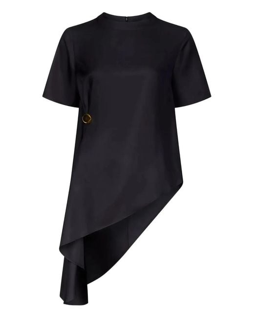 Loulou de Saison Black "Madea" Draped Asymmetric Top