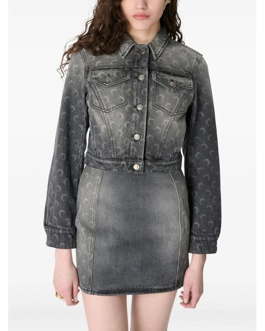 MARINE SERRE Gray Moon Denim Jacket