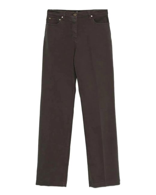 Etro Gray Straight Trousers With Button Fly