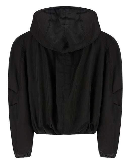 The Attico Black Maxi Hood Bomber Jacket