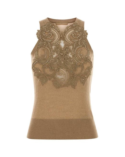 Ermanno Scervino Natural Top Con Pizzo