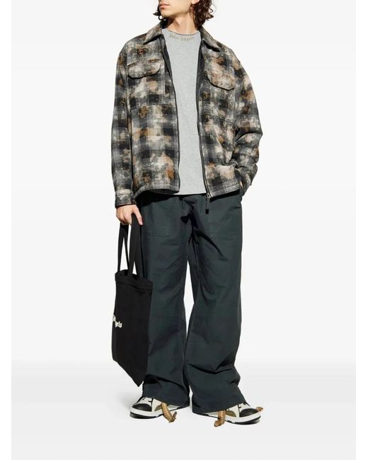 Palm Angels Blue "Curved Logo Loose" Trousers for men