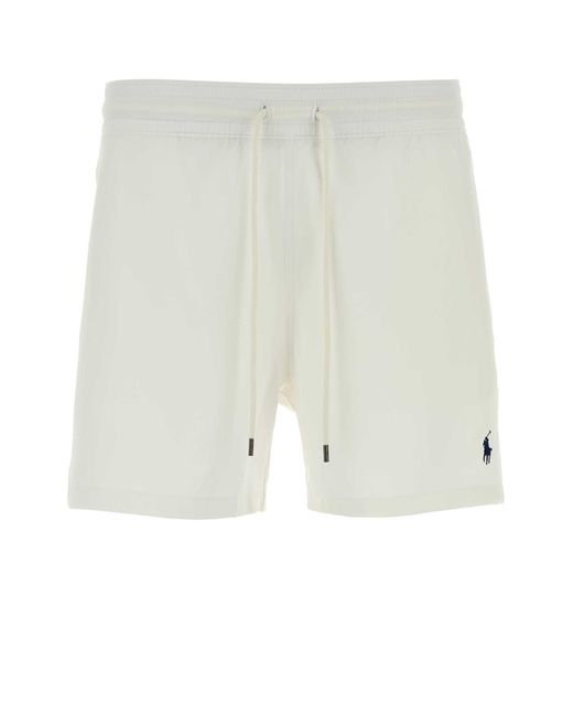 Polo Ralph Lauren White Stretch Polyester Swimsuit Shorts For for men