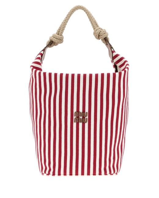 Miu Miu Embroidered Canvas Bucket Bag