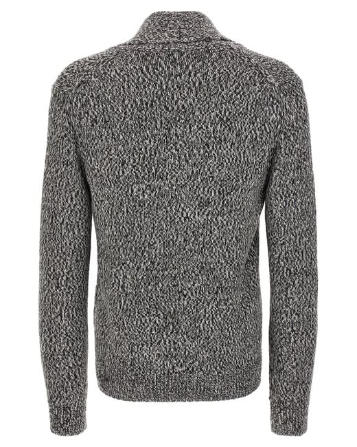Brioni Gray Shawl Neck Cardigan for men