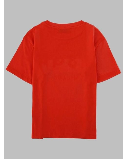 MSGM Red Kids 100% Cotton Statement T-Shirt