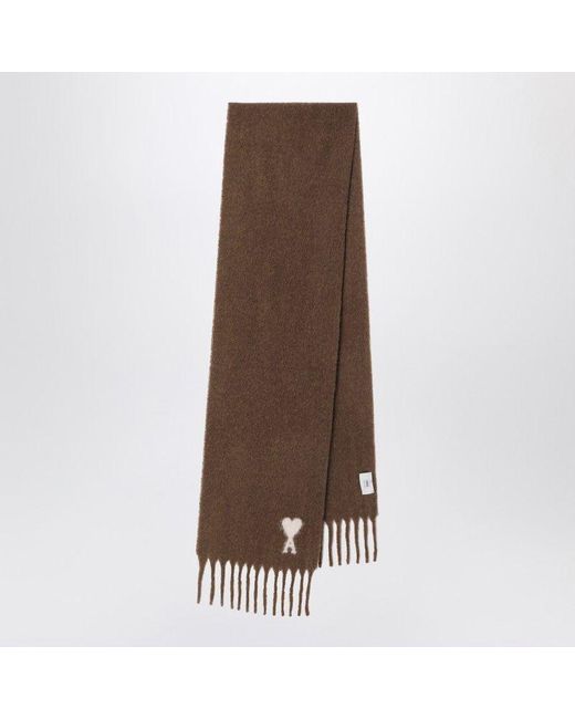 AMI Brown Hazelnut Ami De Coeur Scarf for men