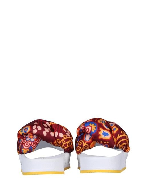 LaDoubleJ Red Braid Slide Sandals