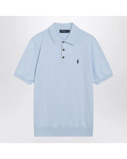 Polo Ralph Lauren Blue Cotton Knit Polo Shirt for men