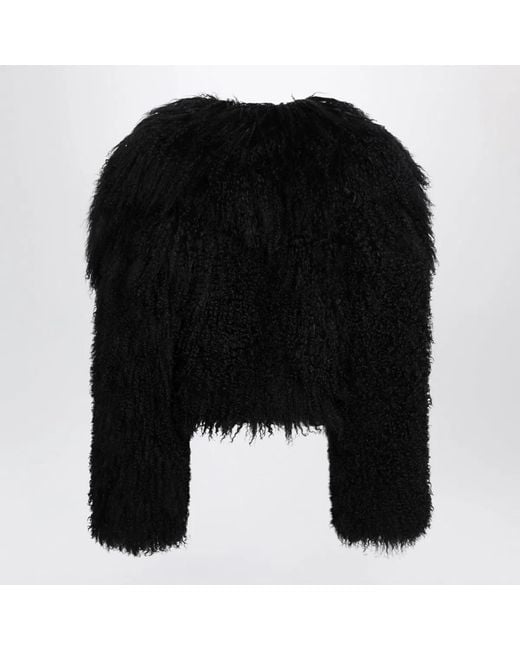 The Attico Black Cropped Bomber Jacket