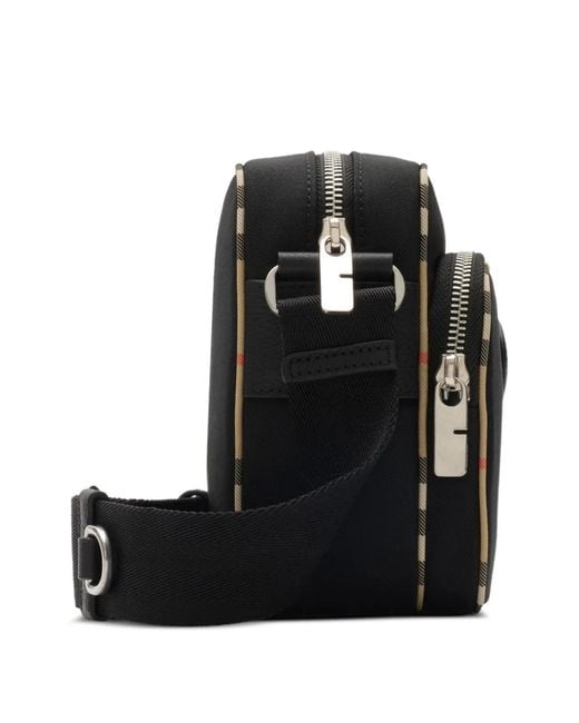 Burberry Black Check-Trim Crossbody Bag for men