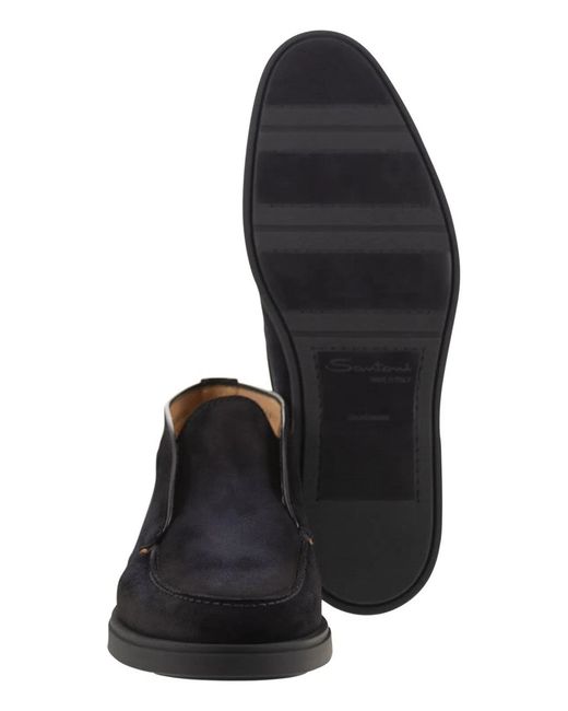 Santoni Black Suede Leather Desert Boot for men