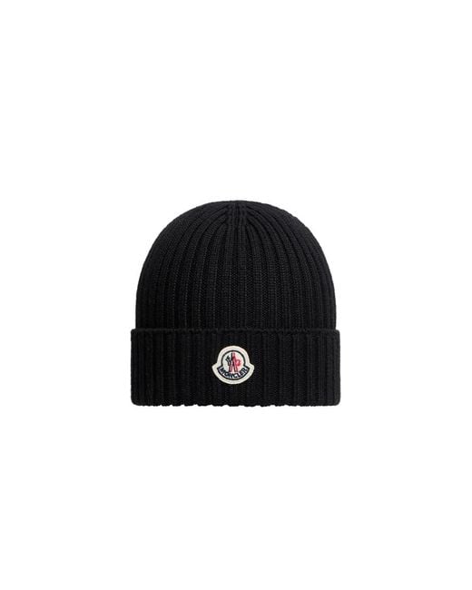 Moncler Black Beanie With Logo