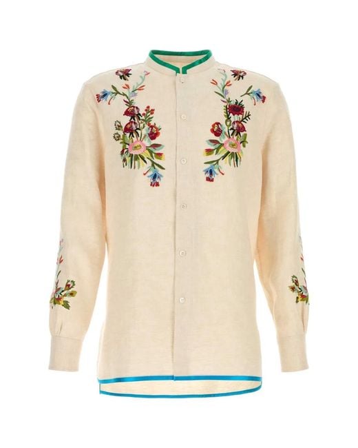 Valentino Garavani Natural Ivory Linen Shirt for men