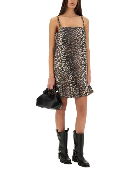 Ganni Multicolor Dress With Animal Pattern