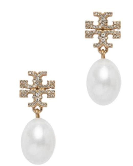 Tory Burch White Kira Pearl Earrings