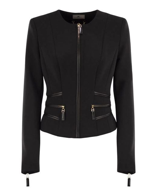 Elisabetta Franchi Black Zip-Up Jacket