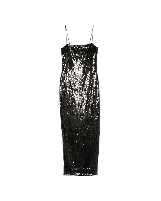 ROTATE BIRGER CHRISTENSEN Black Sequins Maxi Slip Dress