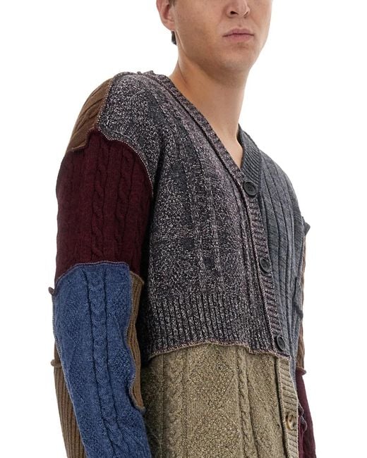 Dolce & Gabbana Gray Dolce & Gabbana Patchwork Cardigan for men