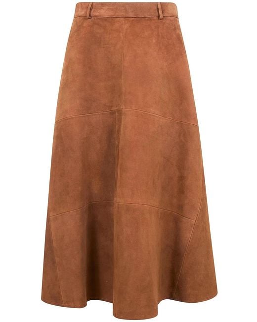 Semicouture Brown Suede Pockets Skirt