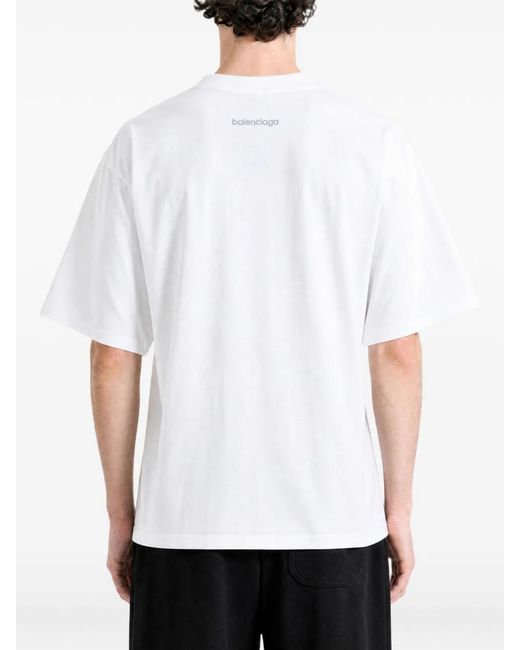 Balenciaga White Medium Fit T-Shirt for men