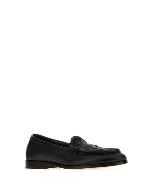 Bottega Veneta Black Leather Silenzio Loafers