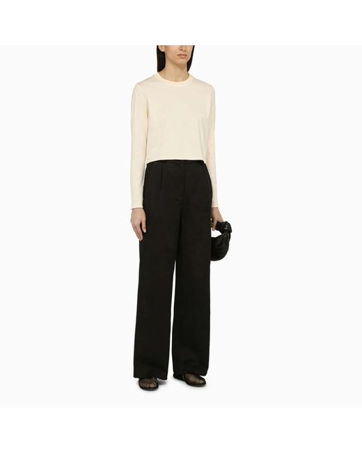 Loulou de Saison White Ivory Cotton Crew-Neck Jumper