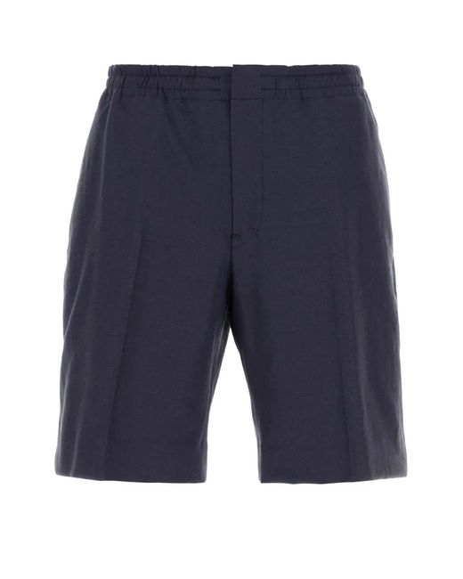 Zegna Blue Oasi Lino Short Pants for men