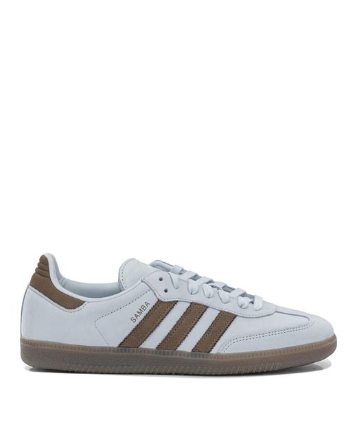 Adidas Originals Gray Samba Og Lightblue Leather Rubber Sneakers
