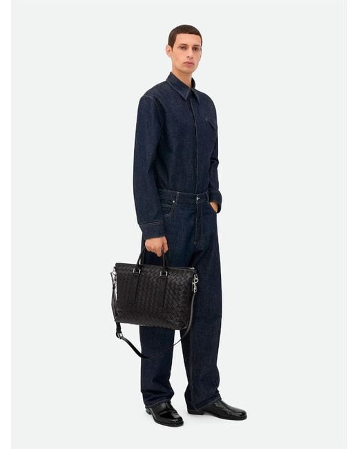 Bottega Veneta Black Braided Soft Briefcase for men