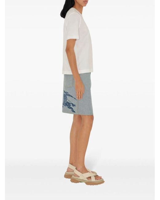 Burberry White Equestrian Knight Crewneck T-Shirt