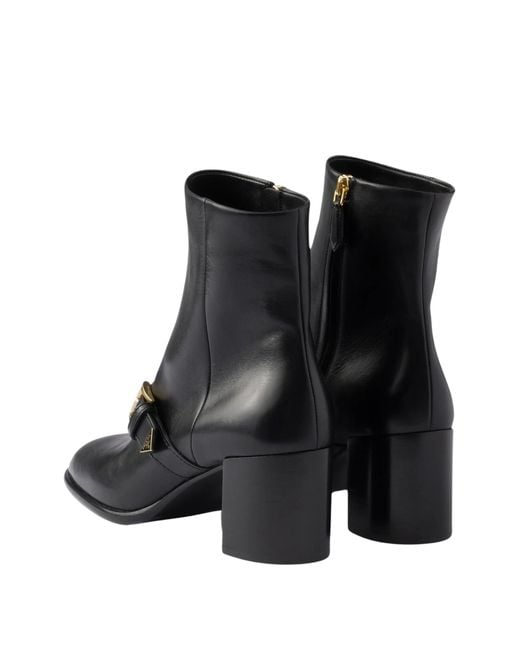 Prada Black Leather Booties