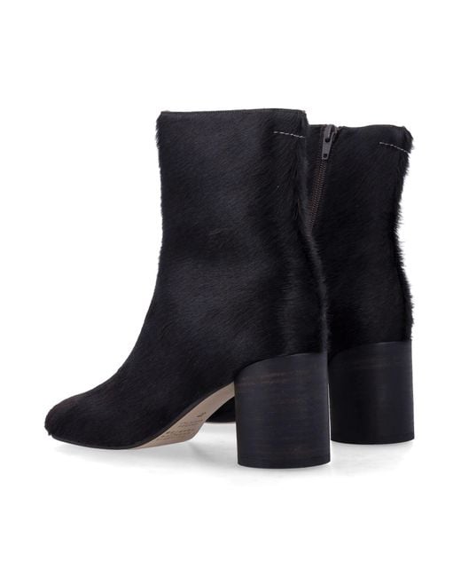 MM6 by Maison Margiela Black Mm6 Calf Hair Ankle Boots