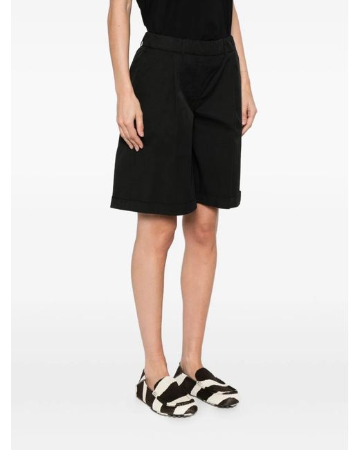 Via Masini 80 Black Cotton Bermuda Shorts