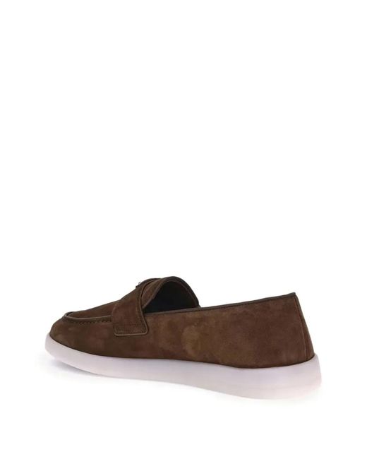 Prada Brown Soft Suede Loafers for men